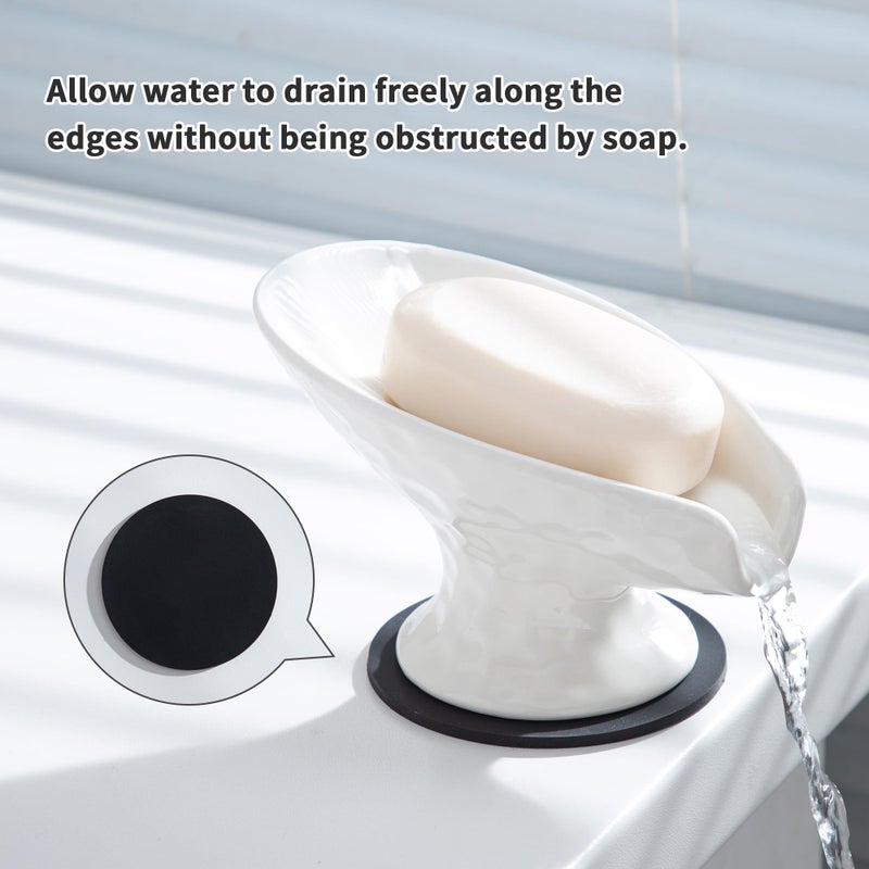 Enra Self Draining Soap Dish,Soap Bar Holder for Shower,White Ceramic Soap Dishes for Bathroom Kitchen Shower Keeps Soap Dry, Easy to Clean(Gloss White) - Image 5